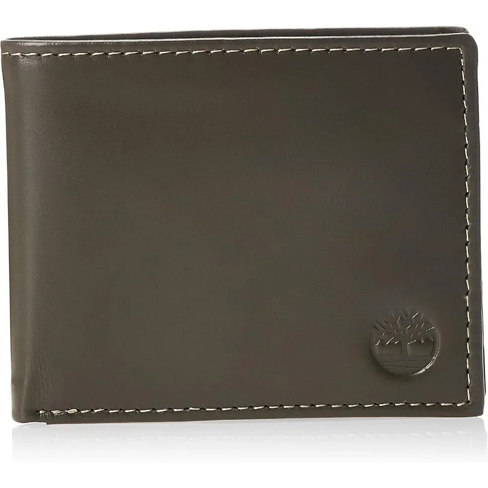 Men's Attached Flip Pocket Fashionable Charcoal Genuine Leather Wallet Design